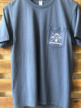 Load image into Gallery viewer, 'Round Here Clothing X-Mark North Carolina Tobacco & Sweet Potato Pocket Tee China Blue